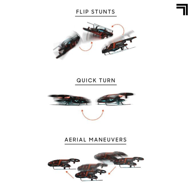 Sharper Image Aero Drone, Rechargeable LED Stunt Drone, Built-in LED Lights, Orange 3