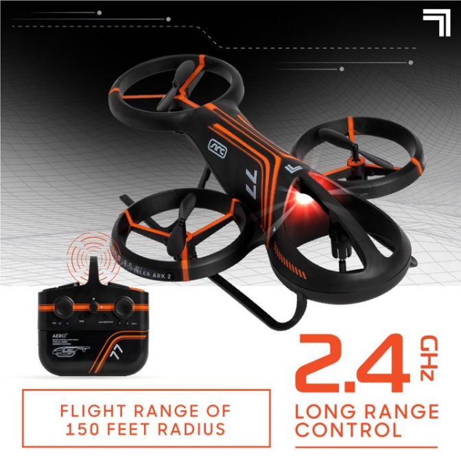 Sharper Image Aero Drone, Rechargeable LED Stunt Drone, Built-in LED Lights, Orange 4