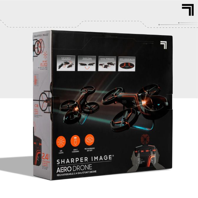 Sharper Image Aero Drone, Rechargeable LED Stunt Drone, Built-in LED Lights, Orange 8