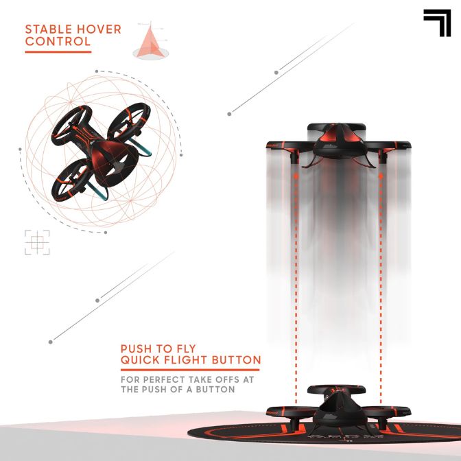 Sharper Image Aero Drone, Rechargeable LED Stunt Drone, Built-in LED Lights, Orange 9