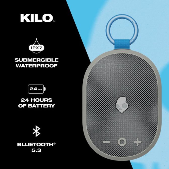 Skullcandy Kilo XT Small Portable Wireless Speaker Light Grey Features