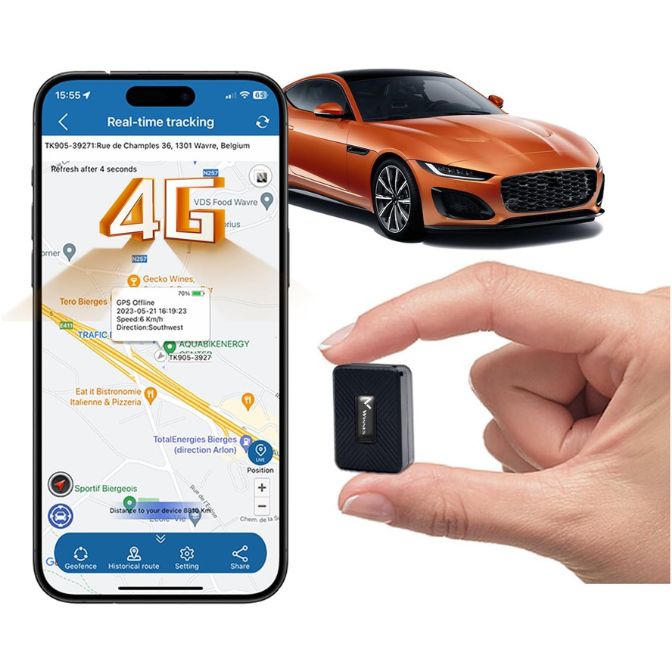Mini GPS Tracker for Vehicles No Subscription 4G LTE with Magnetic GPS Tracker Device for Kids Real-Time Car Tracker Device Hidden Small Portable Precise Positioning for Vehicles Car Assets Tk913