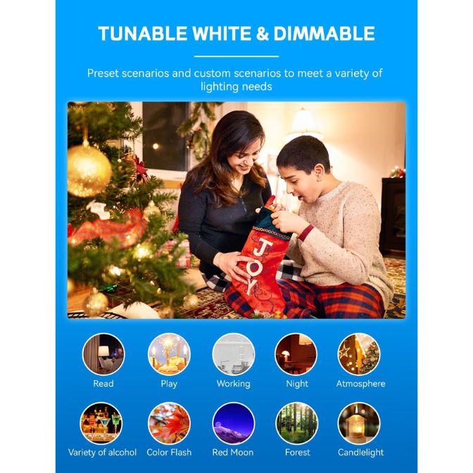 Smart Light Bulbs 4Pack with Remote, A19 E26 800LM LED Color Changing Light Bulb, WiFi & Bluetooth 5.0, Warm to Cool White, Dimmable, RGB Smart Home Lighting Work with Alexa Google Assistant 5