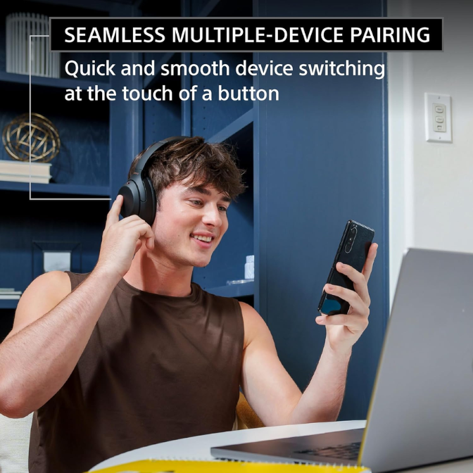 Sony WH-1000XM4 Wireless Premium Noise Canceling Overhead Headphones with Mic for Phone-Call and Alexa Voice Control, Black WH1000XM4 5