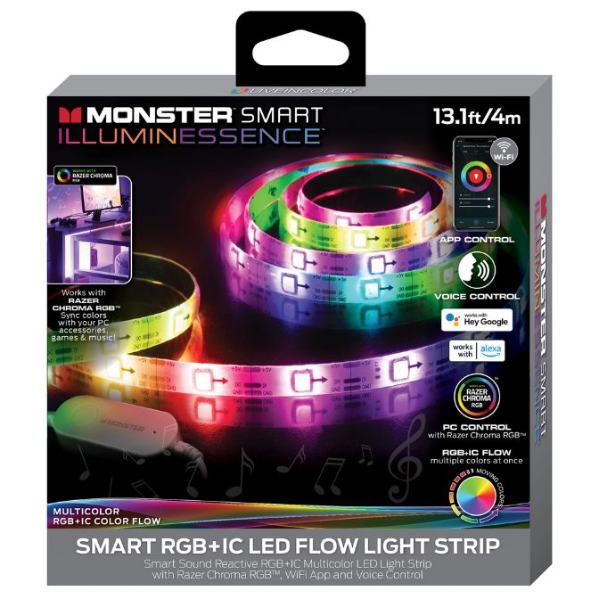 13.1ft Smart Sound Reactive RGBIC Multi-color Flow Effect LED Light Strip with App Control