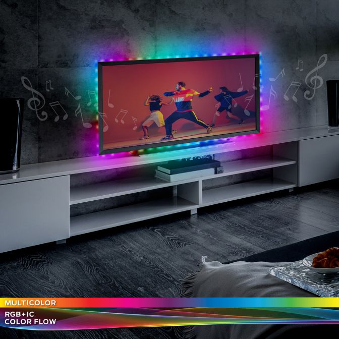 13.1ft Smart Sound Reactive RGBIC Multi-color Flow Effect LED Light Strip with App Control 2