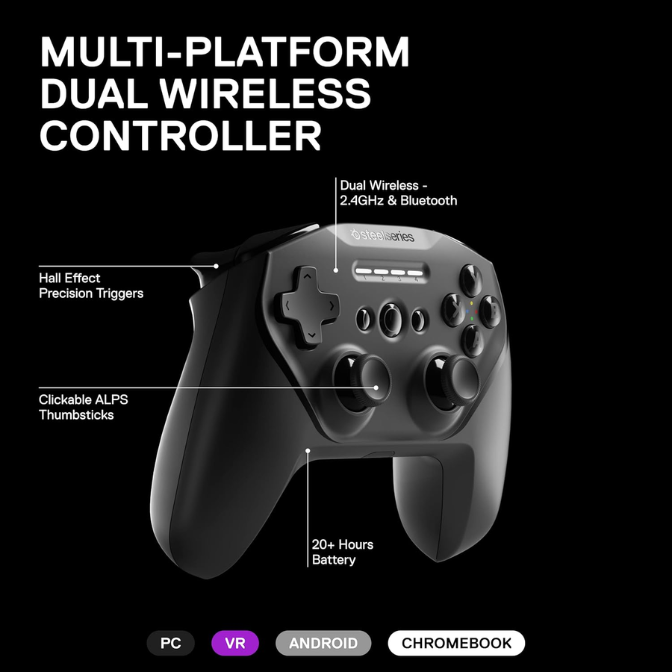 SteelSeries Stratus Duo Wireless Gaming Controller – Compatible with Android, Windows, VR, and Chromebooks – Dual-Wireless Connectivity