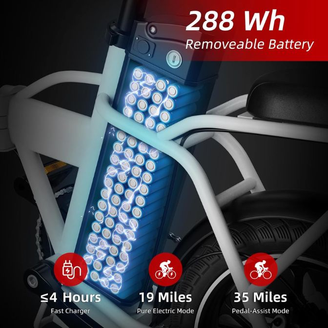 WINDHORSE 630W Electric Bike - 25 MPH Top Speed - 35-Mile Range - White 6