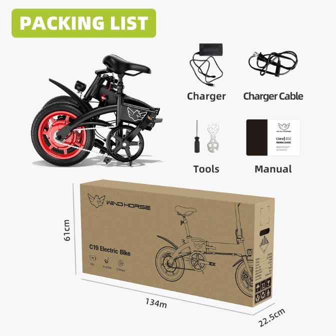 WINDHORSE Folding Electric Bike, 21 MPH Max Speed & 31 Miles Range 1