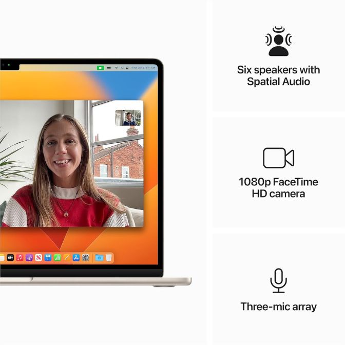 Apple 2023 MacBook Air Laptop with M2 chip: 15.3-inch Liquid Retina Display, 8GB Unified Memory, 512GB SSD Storage, 1080p FaceTime HD Camera, Touch ID. Works with iPhone/iPad; Starlight 3