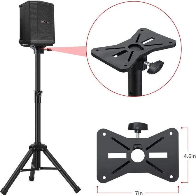 Dolphin ST-200 Speaker Tripod Stand - Adjustable Height from 38" to 79", Maximum Weight Capacity of 110 lbs - Perfect for Audio Setups - Black 1