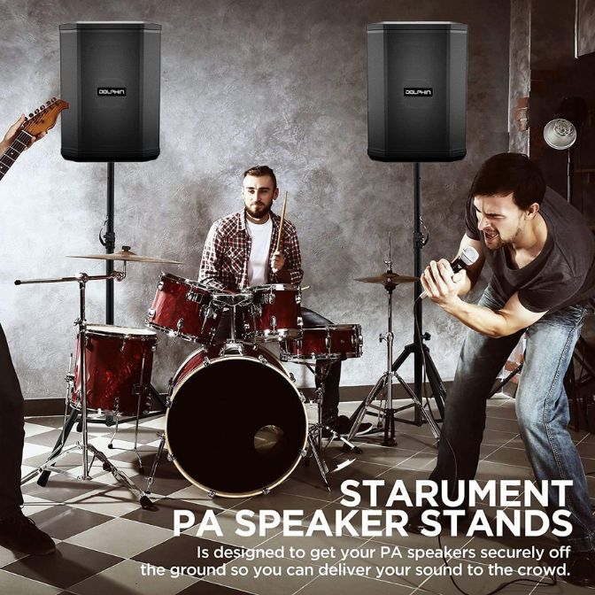 Dolphin ST-200 Speaker Tripod Stand - Adjustable Height from 38" to 79", Maximum Weight Capacity of 110 lbs - Perfect for Audio Setups - Black 5