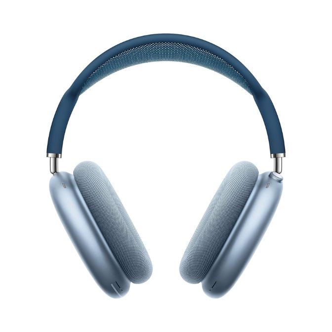 Apple AirPods Max over-ear headphones in Sky Blue with active noise cancelling, transparency mode, and personalized spatial audio