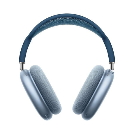 Apple AirPods Max over-ear headphones in Sky Blue with active noise cancelling, transparency mode, and personalized spatial audio