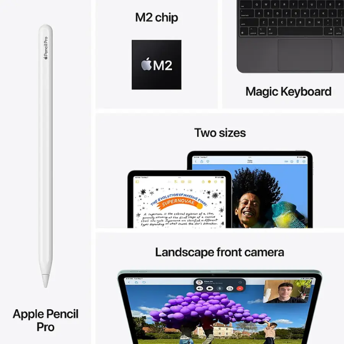 Apple - 13-inch iPad Air M2 chip Built for Apple Intelligence Wi-Fi + Cellular 128GB - Blue Unlocked + Renewed