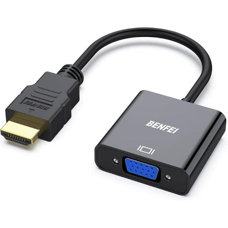 BENFEI HDMI to VGA Adapter Male to Female Compatible for Computer, Desktop, Laptop, PC, Monitor, Projector, HDTV, Chromebook, Raspberry Pi, Roku, Xbox and More - Black