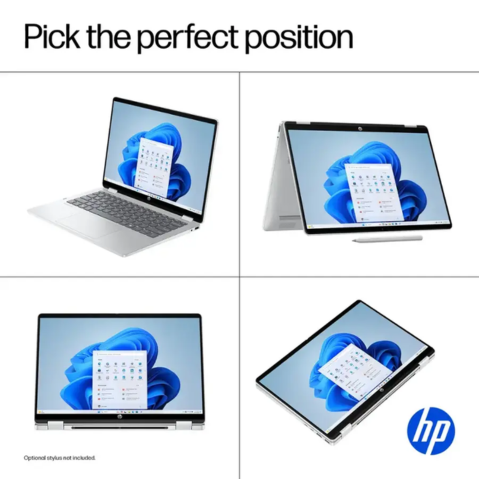 HP - OmniBook 5 Flip 2-in-1 14" 2K Touch-Screen Laptop - Intel Core 7 - 16GB Memory - 512GB SSD - Glacier Silver - With Wireless Mouse (Factory Renewed)