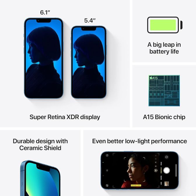Apple iPhone 13, 128GB, Blue - Unlocked (Renewed) 2