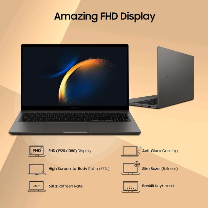 Samsung Galaxy Book3 Core i7 13th Gen Thin and Light Laptop with MS Office FHD Display